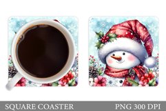 Cute Snowman Coaster Design. Christmas Coaster Sublimation Product Image 1