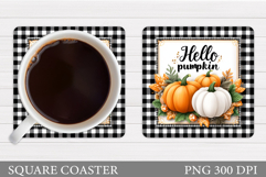 Pumpkin Coaster Design. Flowers Coaster Sublimation Product Image 1