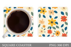 Floral Coaster Design. Flowers Car Coaster Sublimation Product Image 1