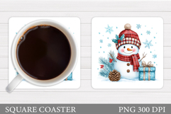 Cute Snowman Coaster Design. Christmas Coaster Sublimation Product Image 1