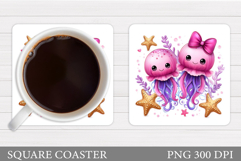 Cute Jellyfish Coaster Design. Cute Jellyfish Sublimation Product Image 1