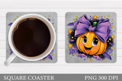 Cute Pumpkin Coaster. Cute Halloween Coaster Sublimation Product Image 1