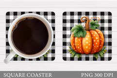 Pumpkin Coaster Design. Flowers Coaster Sublimation Product Image 1