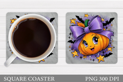 Cute Pumpkin Coaster. Cute Halloween Coaster Sublimation Product Image 1
