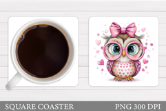 Cute Owl Coaster Design. Cute Owl Sublimation Product Image 1