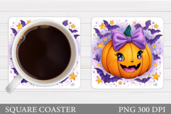 Cute Pumpkin Coaster. Cute Halloween Coaster Sublimation Product Image 1