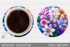 Flowers Coaster Sublimation. Floral Coaster Design Product Image 1