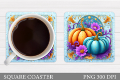 Pumpkin Coaster Design. Flowers Coaster Sublimation Product Image 1