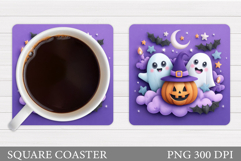 Halloween Square Coaster. Halloween Pumpkin Coaster Design Product Image 1