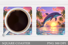 Dolphin Coaster Design. Dolphin Sublimation Product Image 1