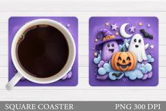 Halloween Square Coaster. Halloween Pumpkin Coaster Design Product Image 1