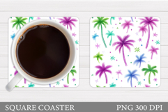 Palm Tree Coaster Design. Summer Coaster Sublimation Product Image 1