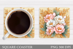 Flowers Coaster Design. Flowers Sublimation Product Image 1