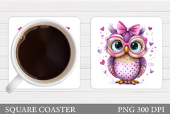 Cute Owl Coaster Design. Cute Owl Sublimation Product Image 1