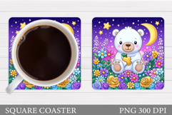 Cute Bear Coaster Design. Cute Bear Sublimation Product Image 1
