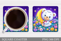 Cute Bear Coaster Design. Cute Bear Sublimation Product Image 1