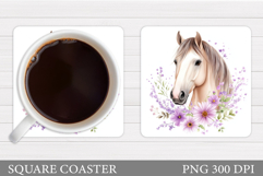 Cute Horse Coaster Design. Horse Flowers Coaster Product Image 1