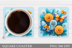 Butterflies Coaster Sublimation. Butterfly Coaster Design Product Image 1