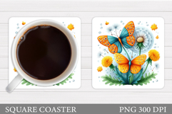 Butterflies Coaster Sublimation. Butterfly Coaster Design Product Image 1