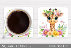 Cute Giraffe Coaster Design. Cute Giraffe Sublimation Product Image 1