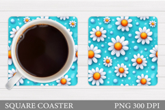 Daisy Flowers Coaster Design. Flowers Sublimation Product Image 1