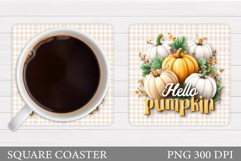 Pumpkin Coaster Design. Flowers Coaster Sublimation Product Image 1
