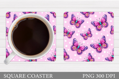Butterflies Coaster Sublimation. Butterfly Coaster Design Product Image 1