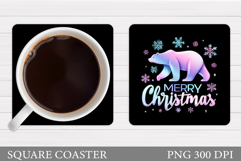 Christmas Bear Coaster Design. Iridescent Christmas Coaster Product Image 1