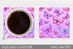 Butterflies Coaster Sublimation. Butterfly Coaster Design Product Image 1