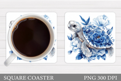 Turtle Coaster Sublimation. Turtle Flowers Coaster Design Product Image 1