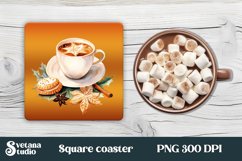 Christmas hot coffee square coaster | Coaster PNG