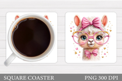 Cute Lama Coaster Design. Cute Lama Sublimation Product Image 1