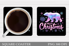 Polar Bear Coaster Design. Christmas Coaster Sublimation Product Image 1