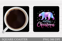 Christmas Bear Coaster Design. Christmas Coaster Sublimation Product Image 1
