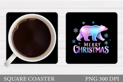 Polar Bear Coaster Design. Christmas Coaster Sublimation Product Image 1