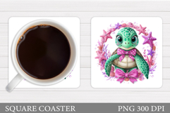 Cute Turtle Coaster Design. Cute Turtle Coaster Sublimation Product Image 1