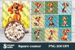 Highland cow sunflower square coaster sublimation, funny dog coaster, rainbow cat square coaster, flower coaster PNG.