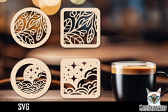 Lasercut Coasters night sky, Galaxy coaster svg cut file Product Image 1