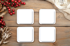 Square Coasters Mockup with Rounded Corners, Product Mockup Product Image 1