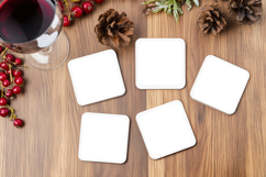 Square Coasters Mockup with Rounded Corners, Product Mockup Product Image 1