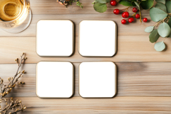 Square Coasters Mockup with Rounded Corners, Product Mockup Product Image 1