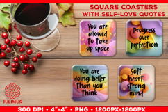 Self Love Affirmation Square Coaster Sublimation Design Product Image 1