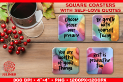 Self Love Affirmation Square Coaster Sublimation Design Product Image 1