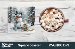 Christmas square coaster | Snowman coaster PNG design