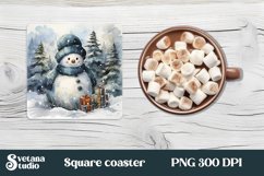 Christmas square coaster | Snowman coaster sublimation