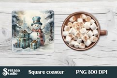 Christmas snowman square coaster PNG design