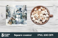 Christmas snowman square coaster PNG sublimation design