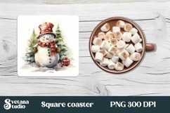 Christmas snowman square coaster PNG sublimation