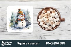 Christmas snowman square coaster PNG