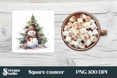 Christmas snowman square coaster